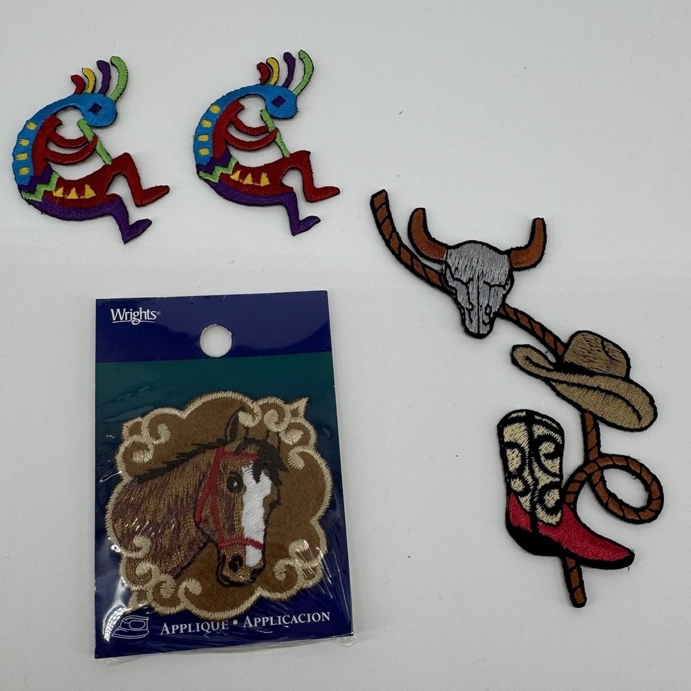 Western Cowboy Patch Lot Kokopelli Horse Bull Skull Boot Hat Iron On Applique